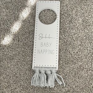 White Baby Napping Door Hanger